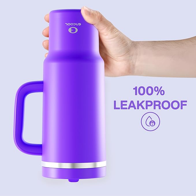 40 oz Tumbler with Handle and Straw: Stainless Steel Insulated Tumbler Keeps Cold for 24 Hours, Leakproof Travel Cup Fits in Cup Holder and BPA-Free, Violet