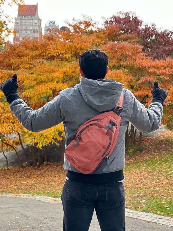 G4Free Sling Bag RFID Blocking Sling Backpack Crossbody Chest Bag Daypack for Hiking Travel(Light orange)