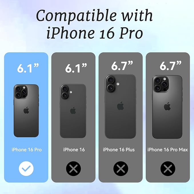 for iPhone 16 Pro Case, Elegant Floral Pattern with Pastel Flowers, Military-Grade Drop Protection, Cute Soft Slim TPU Protective Cover with Camera Protection for Women & Girls