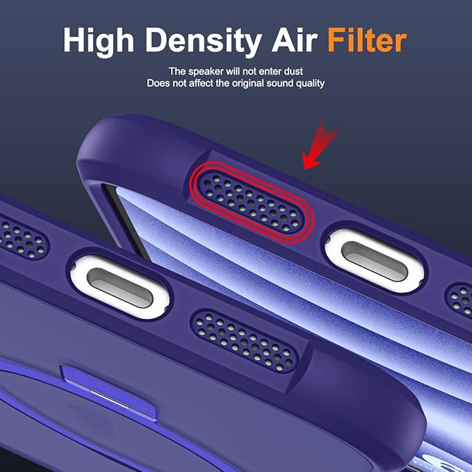 Compatible with iPhone 16 Plus Case with Invisible Magnetic O-Ring Stand Military-Grade Translucent Case for iPhone 16 Plus 6.7" [Compatible with Mag-Safe][Great Grip Feeling], Navy