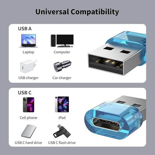 20Packs USB C to USB Male Adapter,USB to USB C Super Fast Charging Transfer and OTG Function, USB-A to USB-C Adapter Compatible with iPhone15 Plus Pro Max/iPad Pro Air 4 Mini 6 Almost USB Devices
