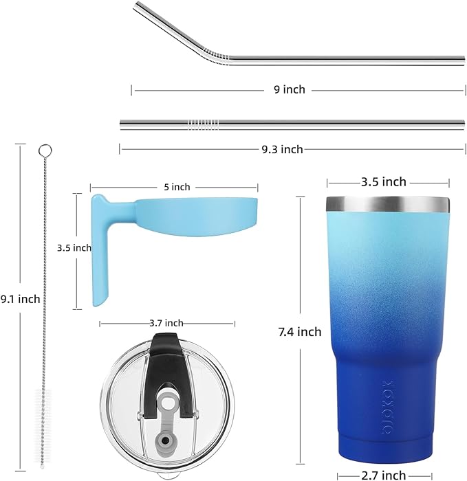 BJPKPK Tumbler With Handle 20oz Stainless Steel Insulated Tumbler Mugs With Lid And Straw For Women And Men,Sky