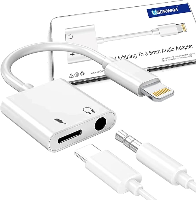 Lightning to 3.5 Mm Headphone Jack Adapter for iPhone, iPhone Aux Adapter Converter Dongle Audio Cable Compatible with All Models Before Apple 14