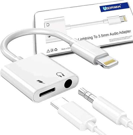 Lightning to 3.5 Mm Headphone Jack Adapter for iPhone, iPhone Aux Adapter Converter Dongle Audio Cable Compatible with All Models Before Apple 14