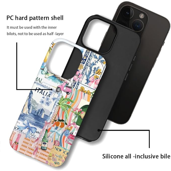 DAIZAG Case Compatible with iPhone 11 Pro,Fit Shockproof Cover for Women Girls,Bow Beach Landscape Collage Coastal