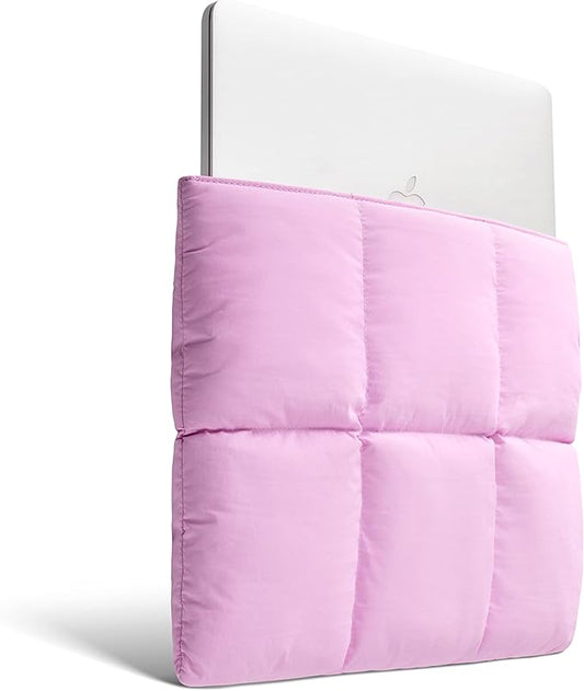 Comfyable Puffy Laptop Sleeve 15 Inch 16 Inch, Quilted Puffer Laptop Carrying Case for Women, Pillow Pouch Compatible for MacBook Air 15 in M4 2025 & MacBook Pro 16 in M4 2024, Lavender