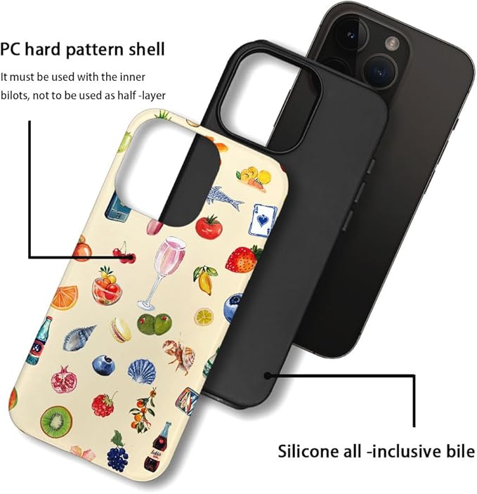 DAIZAG Case Compatible with iPhone 15 Pro,Fit Shockproof Cover for Women Girls,Fruit Flower Seashell Aesthetic