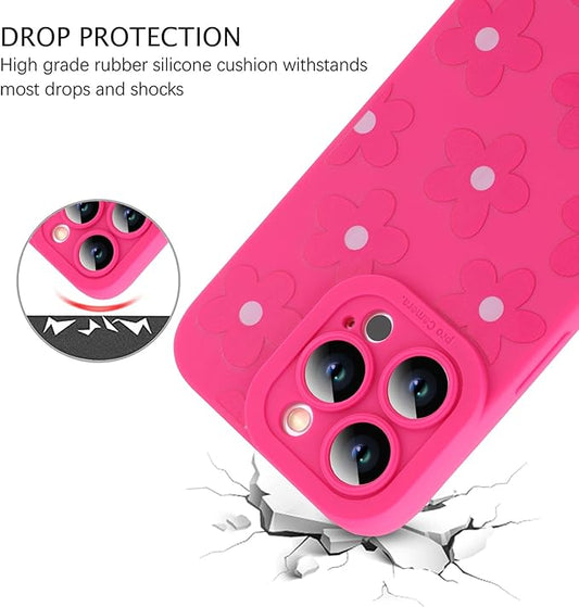ZIYE for iPhone 13 Pro Case Hot Pink Grids Plaid Checkerboard Pattern Phone Case with Camera Protection,Soft TPU Silicone Rubber Protective Cover Grid Checkered Chess Design Cases