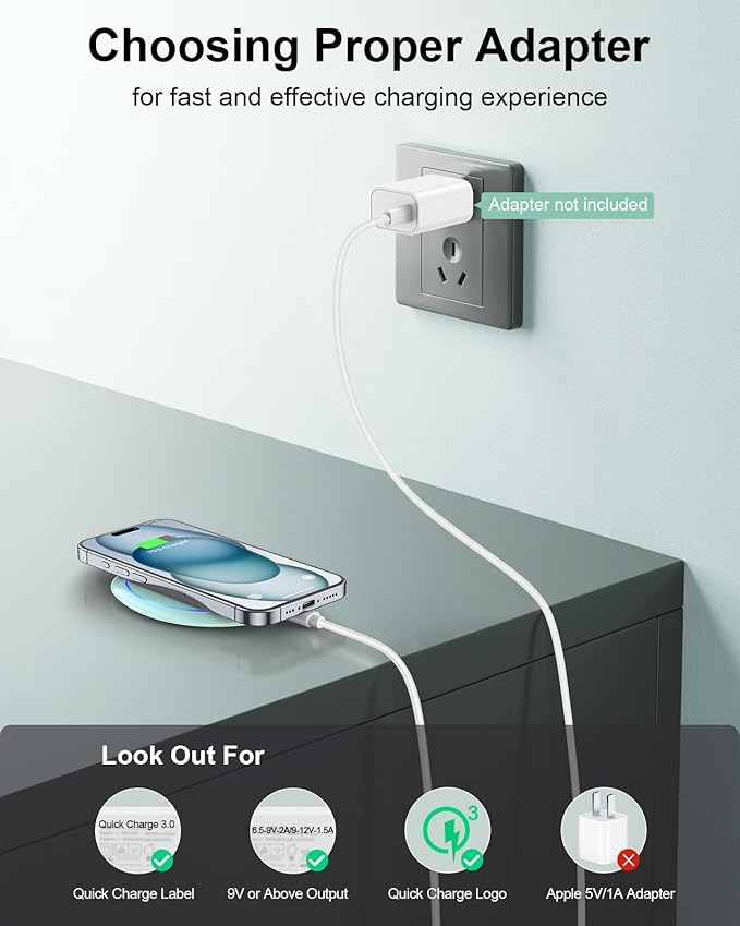 Wireless Charger Pad - NANAMI Wireless Charging Pad Compatible with iPhone 17/16/15/14/13/12 Pro/12 Plus, Qi Charging Dock for Samsung Galaxy S25/S24/S23/S22/S21/S20, Phone Charger for Airpods 3/2/Pro