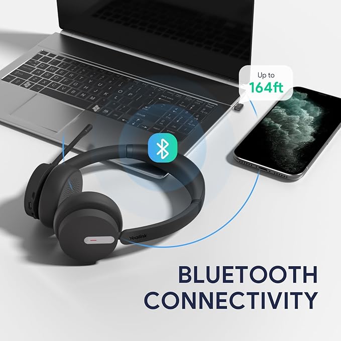 Yealink BH70 Dual UC Wireless Headset with Mic for Work, Bluetooth Headphone Teams&UC Compatible, up to 35h Talk Time, 147g All-Day Wearing Comfort, Perfect for Open Office Home Hybrid Work, USB-C/A