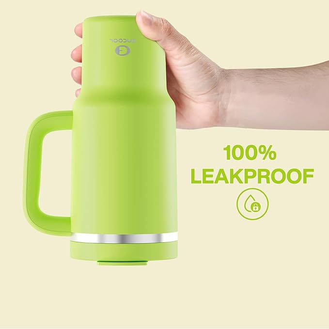 32 oz Tumbler with Handle and Straw: Stainless Steel Insulated Tumbler Keeps Cold for 24 Hours, Leakproof Travel Cup Fits in Cup Holder and BPA-Free, Sharp Green