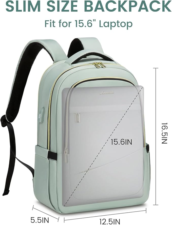 LOVEVOOK Laptop Backpack for Women, Slim Business Laptops Bag with Separate Computer Compartment Stylish Daypack for College Work Travel, Fits 15.6" Laptop