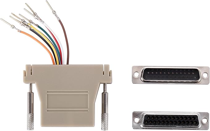 10PCS DB25 Male Ethernet Adapter, 25 Pin Serial Port Male to RJ45 Ethernet LAN Extend Modular Converter, M/F