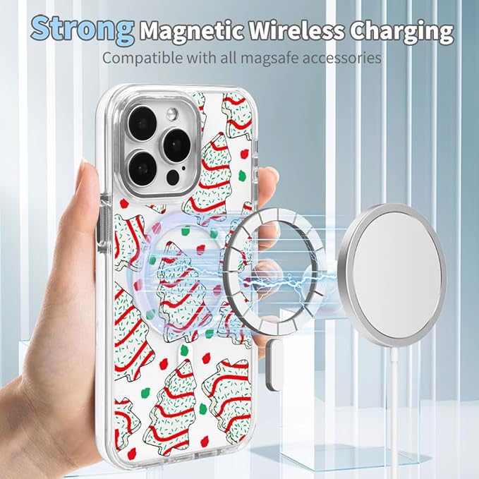 DAIZAG Case for iPhone 13 Pro Max, [Compatible with MagSafe],Phone Case for Women Girls Magnetic Clear Cover,Christmas Tree Polka Dots