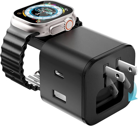 3 in 1 iWatch Charger, Multiport PD Fast Charger Block Brick Cube, USB C Wall Power Adapter for iPhone 12/13/14/15/16/Pro Max, XS/XR/X, Ipad Pro, Samsung Galaxy & More