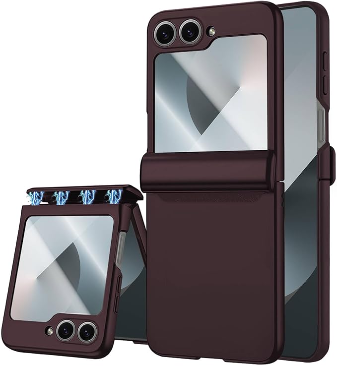 STORMTAL for Samsung Galaxy Z Flip 6 Case/Z Flip 7 FE Case, Hinge Protection, Built-in Screen Protector, Wireless Charging, Slim Rugged Phone Protective Case for Galaxy Z Flip 6 Wine