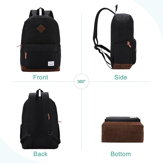 Backpack for Men Women,VASCHY Classic Water-resistant Lightweight Travel School Backpack Casual Daypack