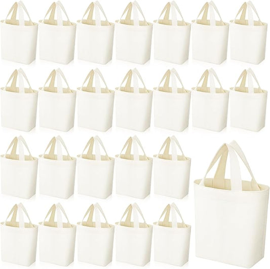 Amylove 24 Pcs Mini Tote Bag Sublimation Blank Canvas Tote Bags Reusable Grocery Luggage DIY Sack Goody for Party Even (6.5 x 6 Inch,Natural Color)