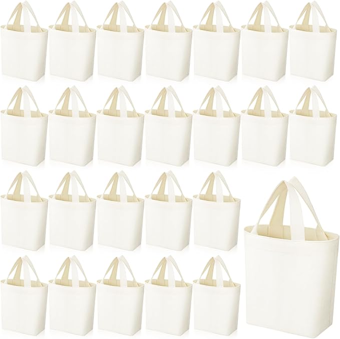 Amylove 12 Pcs Mini Tote Bag Sublimation Blank Canvas Tote Bags Reusable Grocery Luggage DIY Sack Goody for Party Even (6.5 x 6 Inch,Natural Color)