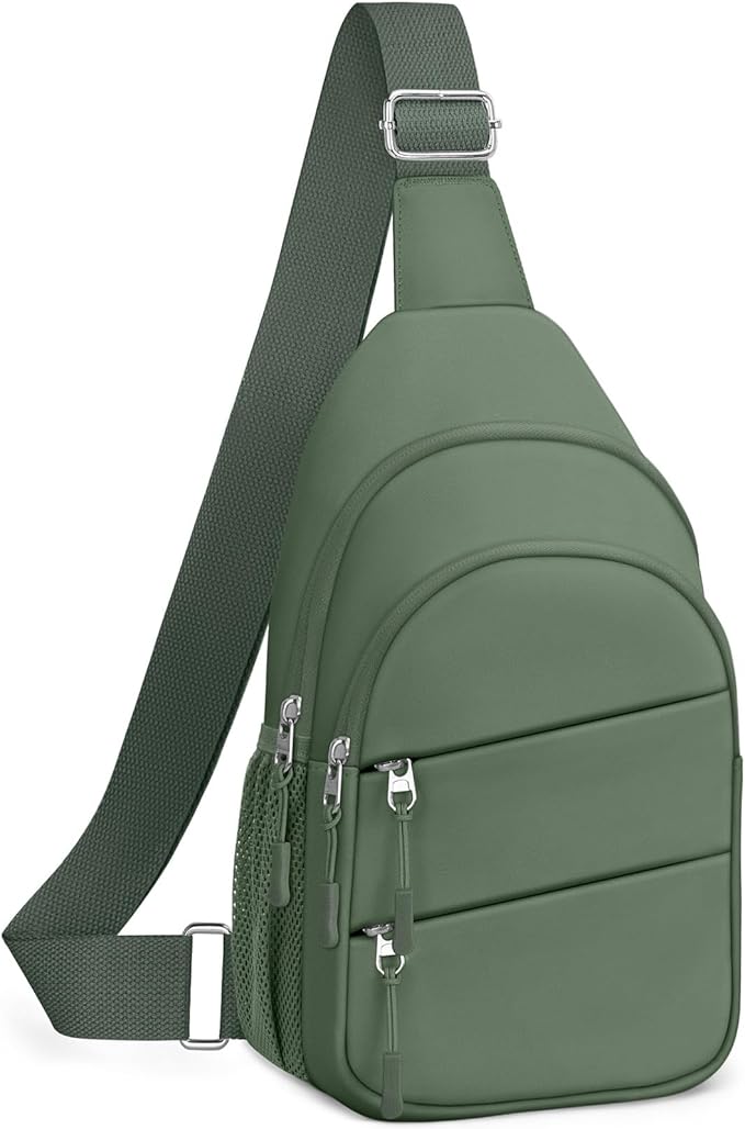 Crossbody Bags for Women, Sling Bag for Men, Small Hiking Backpack Anti Theft Lightweight for Outdoors Travel （L, Sage Green）