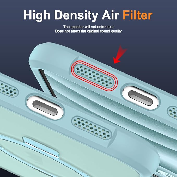 Compatible with iPhone 16 Case with Invisible Magnetic O-Ring Stand Military-Grade Translucent Case for iPhone 16 6.1" [Compatible with Mag-Safe][Great Grip Feeling], Blue