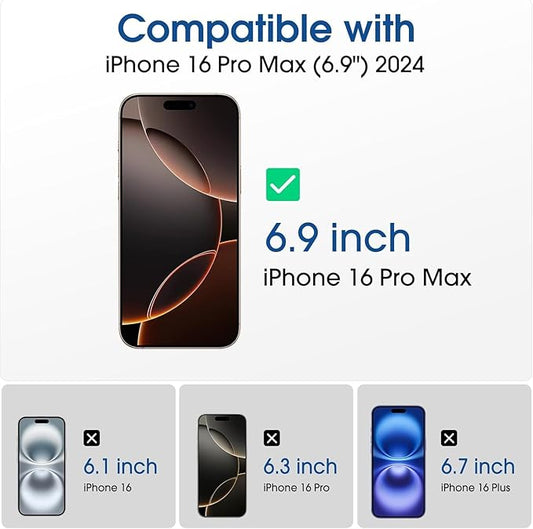 amFilm Auto-Alignment OneTouch for iPhone 16 Pro Max [6.9''] privacy Screen Protector,Tempered Glass, 30 seconds Installation, Bubble Free, Case Friendly, Anti-Scratch [2Pack]
