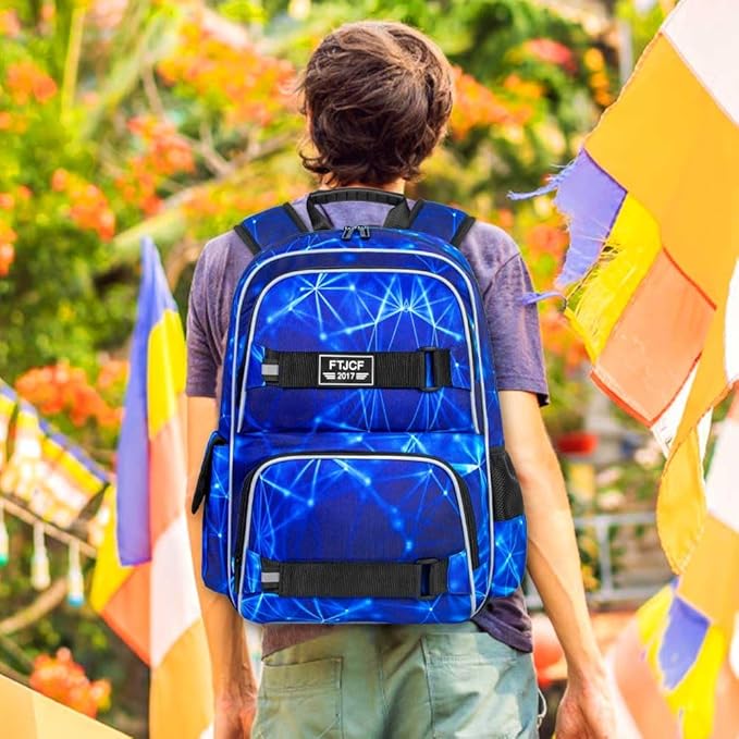 3Pcs Backpack for Girls Boys, 17 Inch School Bookbag with Lunch Box, Durable Laptop Backpacks Set for Teens College