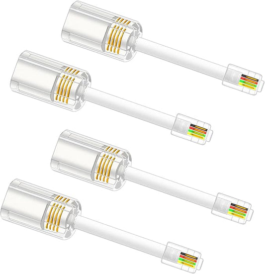 NECABLES 4Pack Phone Cord Detangler for Landline Telephone Handset Cord Detangler for Desk Phone RJ9 4P4C Male to Female White