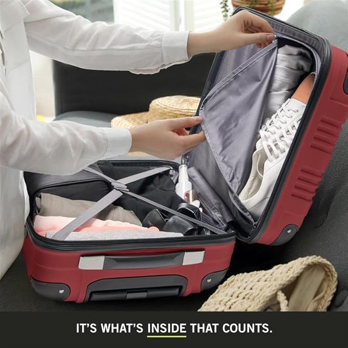 Kenneth Cole REACTION Out of Bounds Lightweight Hardshell 4-Wheel Spinner Luggage, Scarlet Red, 28-Inch Checked