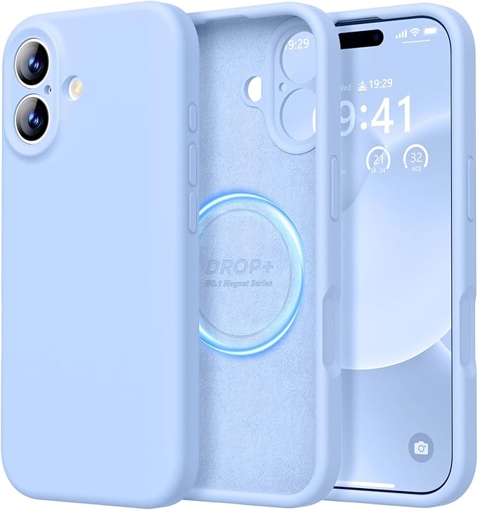 LOVE 3000 Designed for iPhone 17 Case, Premium Silicone [Compatible with Magsafe][Soft Anti-Scratch Microfiber Lining] Shockproof Protective Phone Case for Men Women 6.3", Light Blue