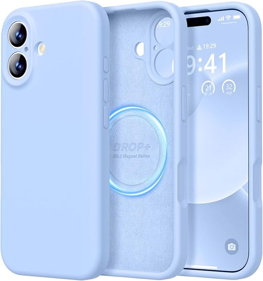 LOVE 3000 Designed for iPhone 17 Case, Premium Silicone [Compatible with Magsafe][Soft Anti-Scratch Microfiber Lining] Shockproof Protective Phone Case for Men Women 6.3", Light Blue
