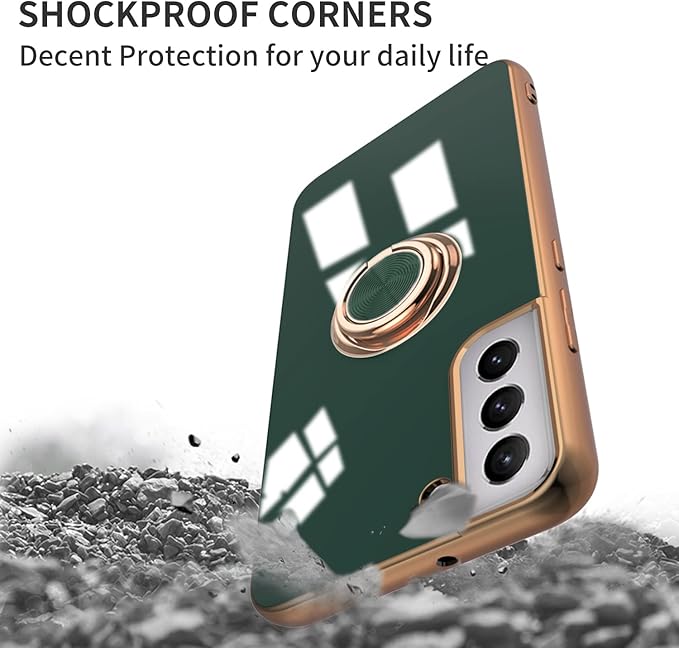 Tnarru Compatible for Samsung Galaxy S22 Plus Case with Ring Holder Kickstand [with Magnetic] Soft TPU Shockproof Electroplated Protective Phone Case for Galaxy S22+ 5G Green