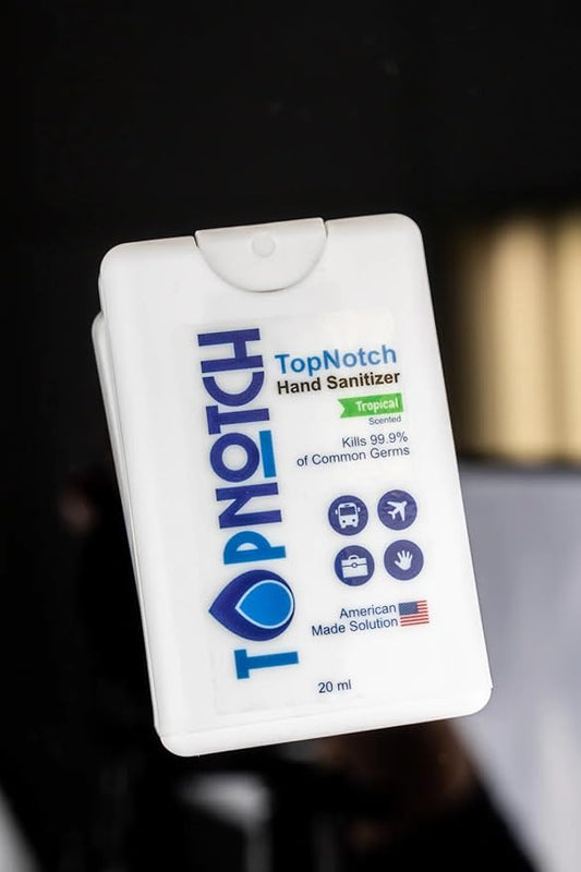 TOP NOTCH Hand Sanitizer, Pack of 24 Pocket Spray (20ml) Variety Pack Tropical, Bubblegum, Pineapple