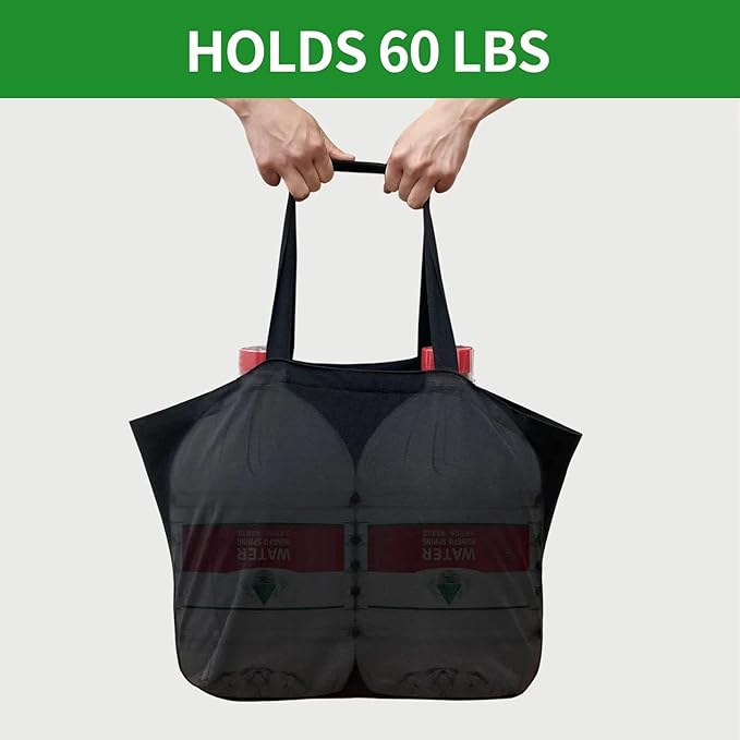 3 Pack Heavy Duty Reusable Canvas Grocery Bags, Holds 60 lbs, 8.3 gal Multi-Purpose Washable Bags with 5 Pockets, Black