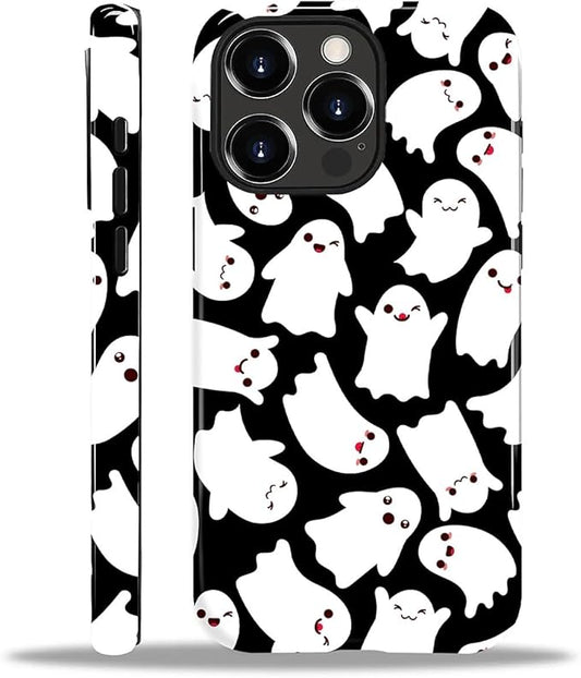 Case for iPhone 14 Pro Case,Halloween Ghosts Bats Design - Hybrid Dual Protection Silicone + Hard PC Shockproof Full Body Cover Slim Anti-Scratch Protective Case for Men Women