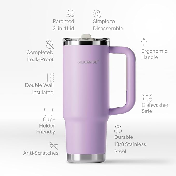 Easy Clean Pro Tumbler - 30 oz Water Bottle with Handle Quick-Disassemble Flip Straw, Leakproof Insulated Stainless Steel,Dishwasher Safe, BPA-Free Gifts for Women & Men