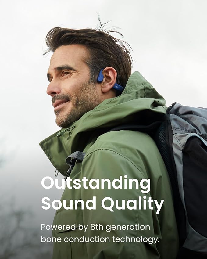 SHOKZ OpenRun Mini (AfterShokz Aeropex Mini) -Bone Conduction Open-Ear Bluetooth Sport Headphones - Waterproof Wireless Earphones for Workouts and Running - Built-in Mic, with Headband