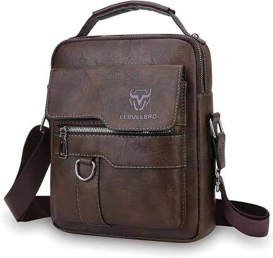 Shoulder Bag for Men Crossbody Bags Leather Sling Bag Messenger Bags with Multiple Pockets Business Outdoor