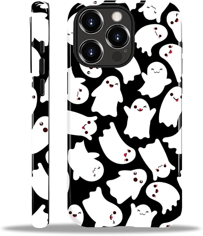 Case for iPhone 12 12 Pro Case,Halloween Ghosts Bats Design - Hybrid Dual Protection Silicone + Hard PC Shockproof Full Body Cover Slim Anti-Scratch Protective Case for Men Women
