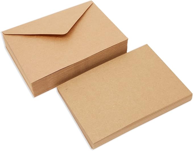 Best Paper Greetings 50 Pack Blank Cards and Envelopes 5x7, Kraft Paper A7 Notecards for DIY Open When Letters, Wedding Invitations, Birthday Cards