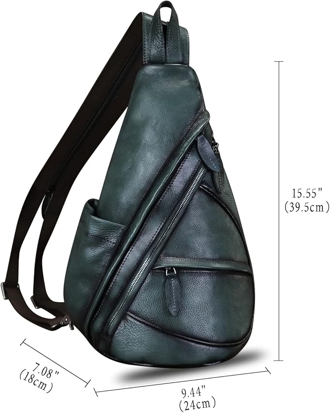 Genuine Leather Sling Bag for Men and Women Leather Sling Backpack Purses Chest Bag Crossbody Shoulder Fanny Bag