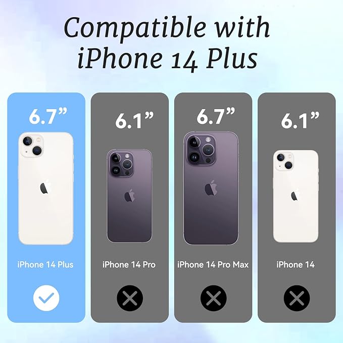 for iPhone 14 Plus Case, Vintage Botanical Pattern with Blue Flowers, Military-Grade Drop Protection, Cute Soft Slim TPU Protective Cover with Camera Lens Protection for Women & Girls