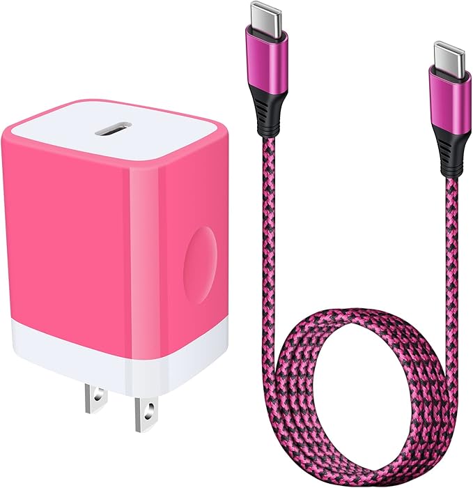 USB C Power Adapter Fast Wall Charger Compatible iPhone 15 iPad Pro 2021/2020/2018 11"/12.9", iPad mini 6, iPad Air 4, Samsung Galaxy A03s,A53,A73,S22,A52,20W PD Charger Block 6FT Type C to C Cable