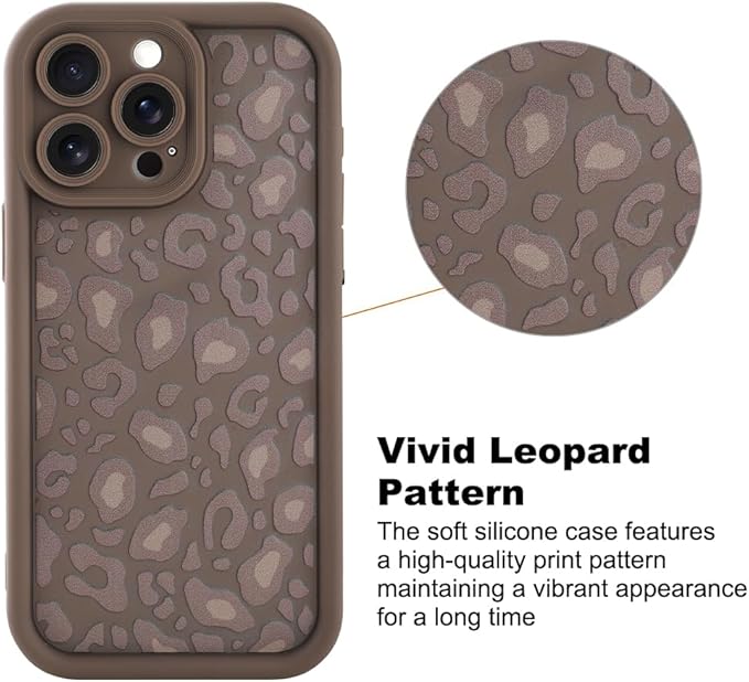KANGHAR Case for iPhone 15 Pro Max Leopard Printed Pattern Cute Cheetah Phone Case Soft TPU Shockproof Protective Cover for iPhone 15 Pro Max 6.7 Inch Brown