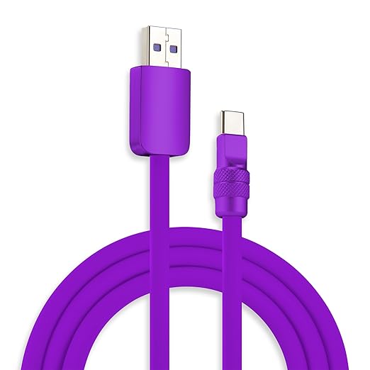chubbycable Chubby 2.0 Fast Charging Cable Durable Soft Silicone USB C Cable 120W Extra Thick Charger Cord Compatible with iPhone 16/15 Series iPad, Purple+Purple, USB-A to Type-C, 6.6 FT