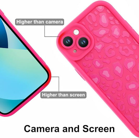 KANGHAR Case for iPhone 13 Leopard Printed Pattern Cute Cheetah Phone Case Soft TPU Shockproof Protective Cover for iPhone 13 6.1 Inch Hot Pink