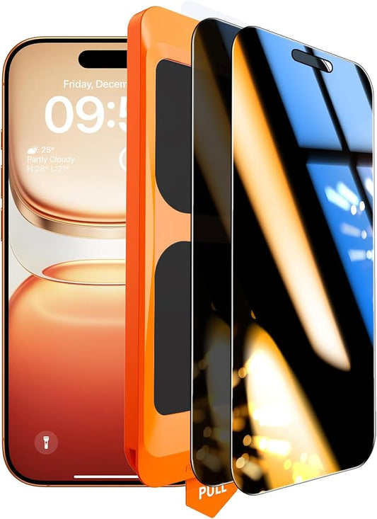 TOCOL Privacy Screen Protector for 17 Pro Max, 6.9 inch 9H Hardness Military Grade Shatterproof HD Tempered Glass for 17 ProMax Full Coverage Easy Installation 2 Pack