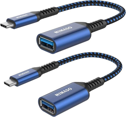 USB C to USB 3.0 Adapter [2 pack],NIMASO USB-C to USB Adapter,USB Type-C to USB,Thunderbolt 3 to USB Adapter OTG Cable for iPhone 15/15 Pro/15 Plus/15 Pro Max,Macbook,iPad,Galaxy,Google Pixel and More
