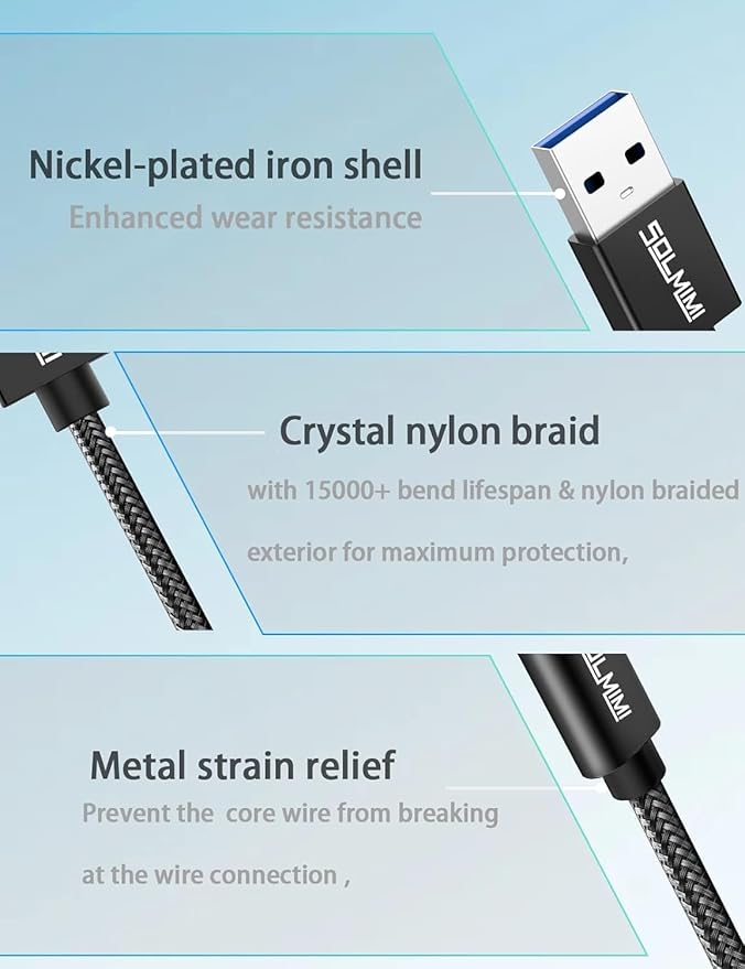 USB C Female to USB Male Adapter Cable (7.5 ft) -USBC to USB Adapter with 5Gbps Data Transfer for Laptop, PC, Flash Disk, USB C Headphone