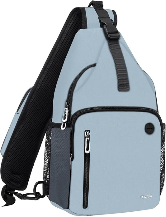 MOSISO Sling Backpack Bag, Crossbody Shoulder Bag Travel Hiking Daypack Chest Bag with Front Square Pocket&USB Charging Port